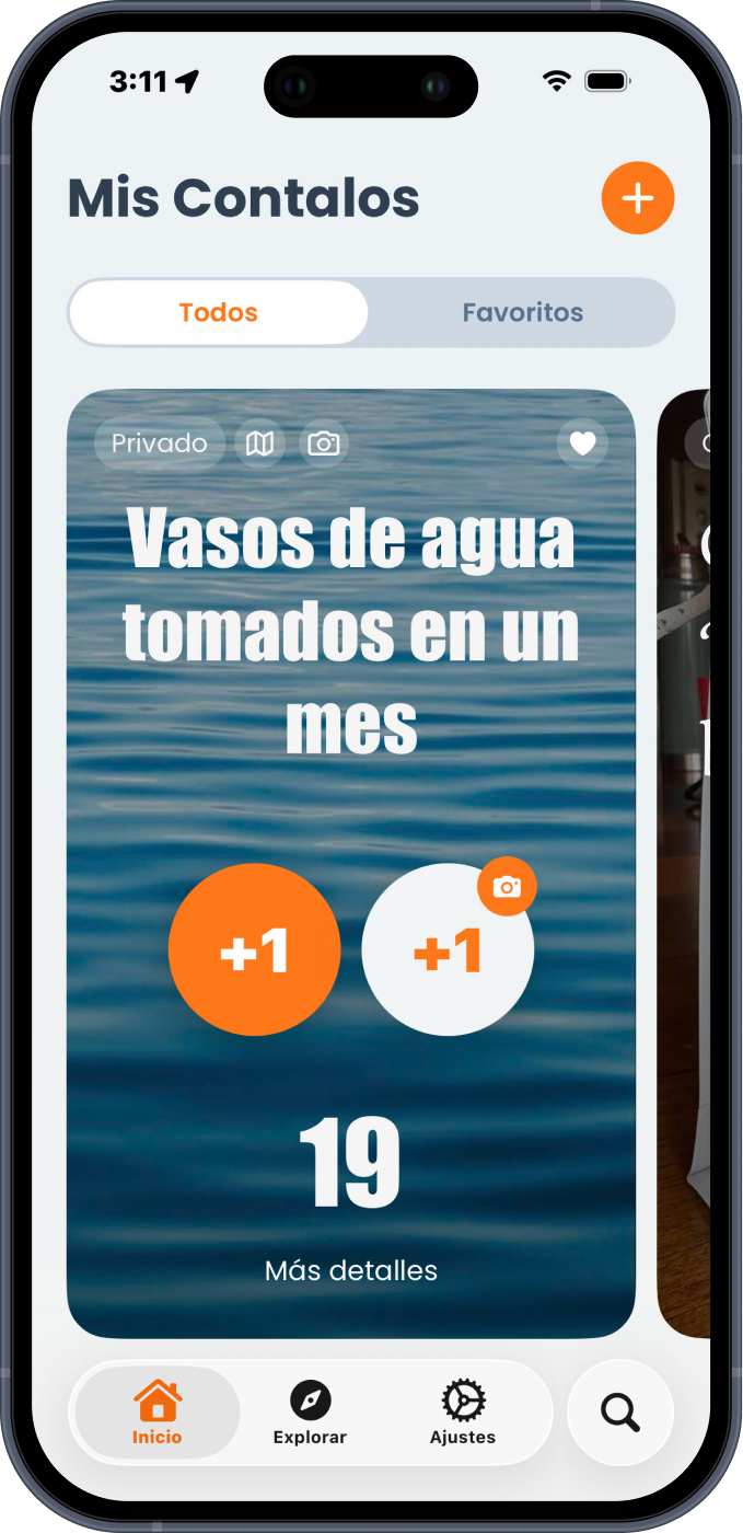 Captura de pantalla de la app Contalo. Muestra un contador titulado "Personas durmiendo en la calle"
